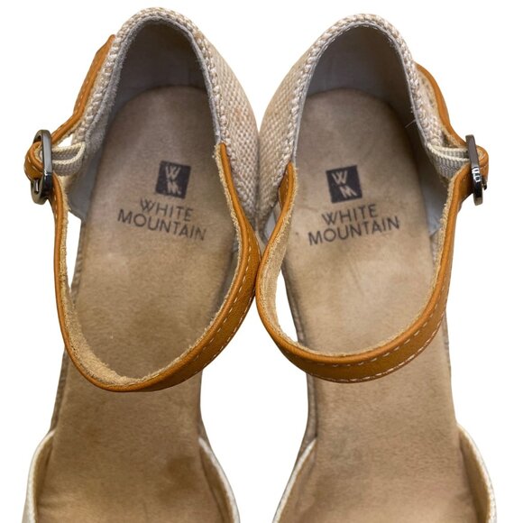 White Mountain Women’s White Canvas Ankle Strap Wedge Espadrilles Size 8.5M - Picture 6 of 9